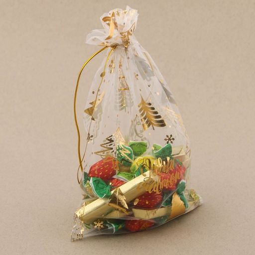 Цена за 20 шт. Мешочек подарочный органза С Новым счастьем!, 16 24 см +/- 1.5 см - Дарите счастье фото 2