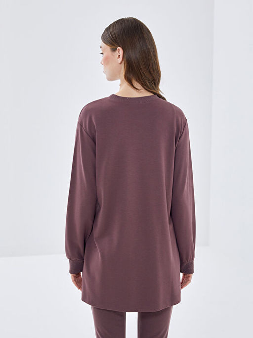 Bisiklet Yaka Desenli Kad?n Sweatshirt Tunik