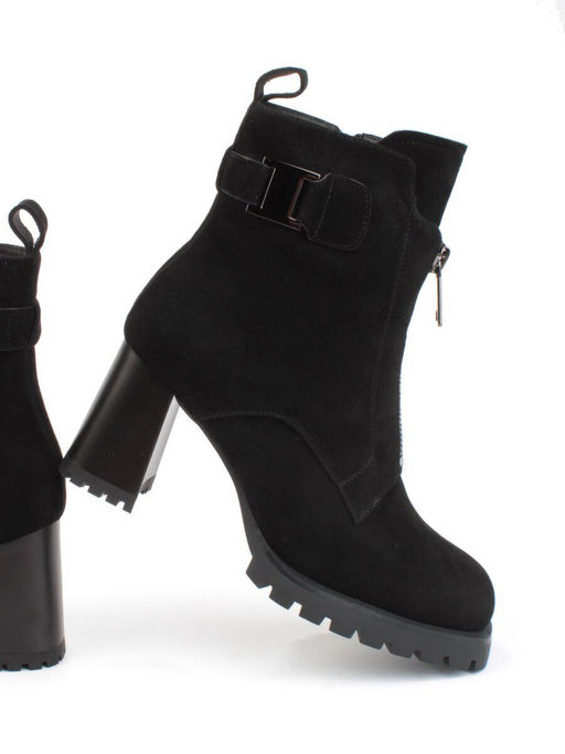 04-M3-L855 BLACK Ботильоны зимние женские (натуральная замша, натуральный мех) - Фабричный китай фото 15