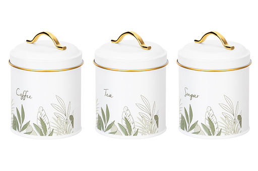 Набор 3 банок для сыпучих продуктов 1,1 л 11,7*11,7*15,5 см Tea, coffee, sugar+крышки с ручк, круг - Elan gallery фото 5