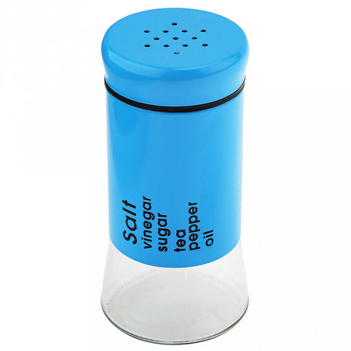 Банка для специй (перечница/солонка) стеклянная В юбке 150мл д5,5см h11,1см, диаметр горла - 3,4см, в цветной металлической оплетке, винтовая комбинированная крышка мет/окраш-пластик, цвета в ассортименте: белый, красный, черный, розовый, синий (Ки - Домашняя мода фото 2