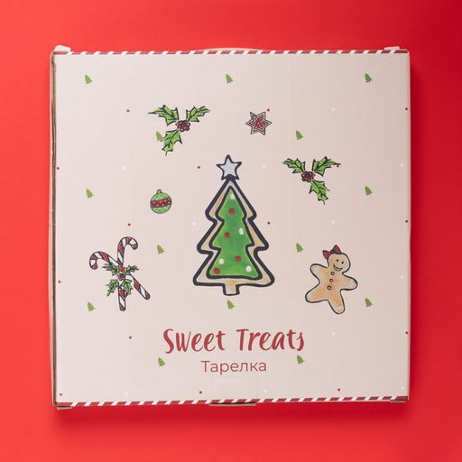 Тарелка новогодняя Доляна Sweet Treats, d=22,5 см, керамика, цвет белый фото 4