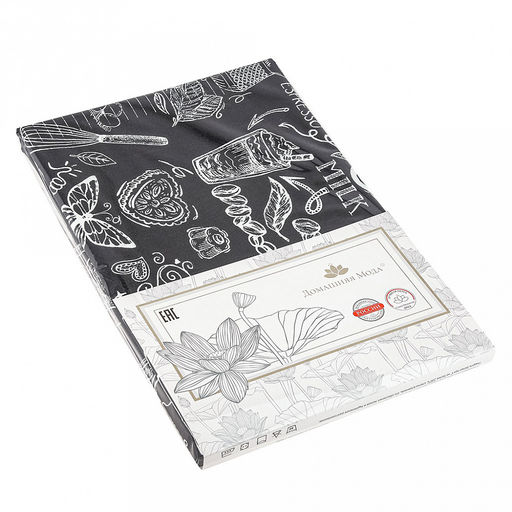 Скатерть 220х145см "Версаль" графит, длина стола до 180см, на 8-10 персон, рогожка 186г/м2, хлопок 100%, упаковка классическая 28х41см, "Домашняя мода" (Россия)