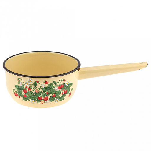 "Земляника лесная" Ковш эмалированный 1,5л, кремовый (Россия)