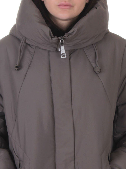 A615 GRAY/BEIGE Пальто зимнее женское (верблюжья шерсть, 120 гр. холлофайбер) - Фабричный китай фото 4
