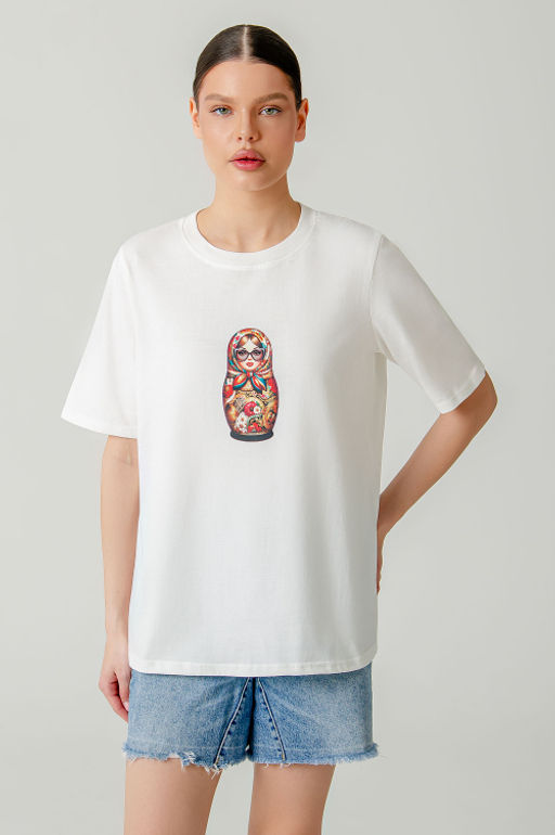 Арт. 3-1156 Футболка женская 44-50 (4 шт) Цвет:молочный - Калинка фото 14