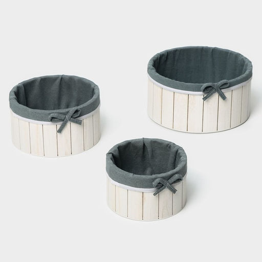 Корзины для хранения LaDо́m, ручной работы, круглые, 3 шт: 15×15×9 см, 19×19×10 см, 23×23×11 см
