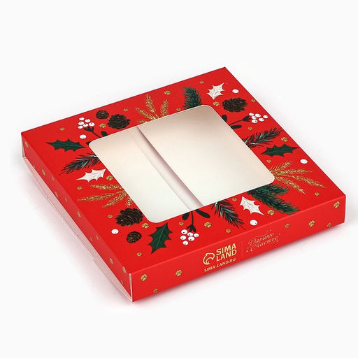 Цена за 5 шт. Коробка для шоколада новогодняя «С Новым счастьем», с окном, 10×1×10 см