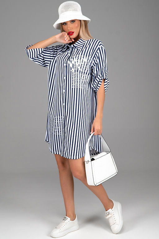 Платье  рубашка Молли (крупная полоска) - Эльза фото 8
