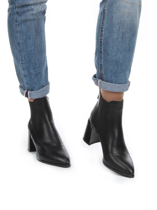 01-PCT169-1 BLACK Ботинки Челси демисезонные женские (натуральная кожа, байка)