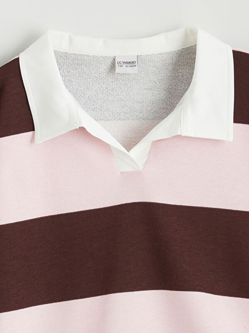 Polo Yaka ?izgili K?z ?ocuk Sweatshirt