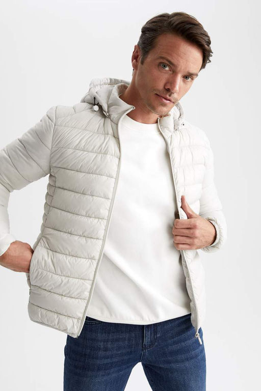 Водоотталкивающая куртка-пуховик с капюшоном и термоизоляцией Slim Fit - Defacto фото 3