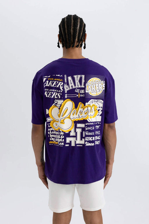 DeFactoFit Футболка оверсайз с круглым вырезом и короткими рукавами NBA Los Angeles Lakers  фото 6