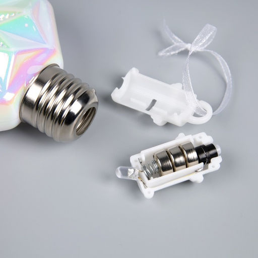 Набор ёлочных шаров Изморозь, 3 шт, d=7.5 см, 3 LED, от батареек AG139, свечение тёплое белое - Luazon lighting фото 3