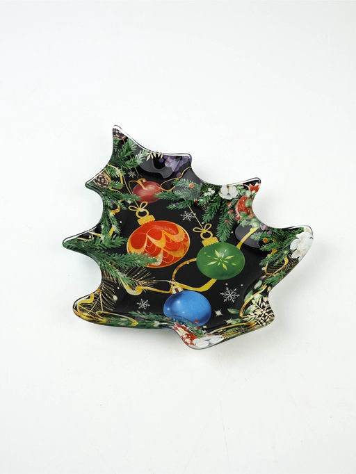 Тарелка плоская новогодняя «Новогодние игрушки», 16.5×19.5 см