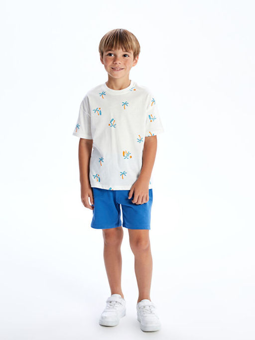 Bisiklet Yaka Desenli Penye Erkek Bebek Ti??rt