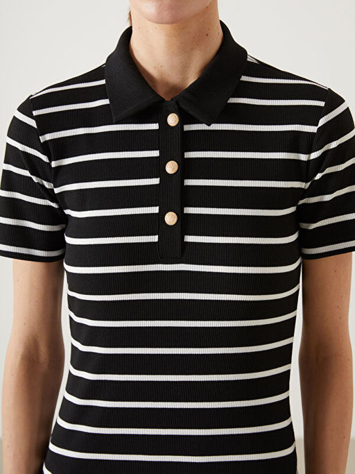 G?mlek Yaka ?izgili Elbise