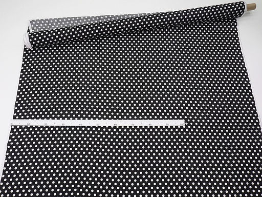 Штапель Белый горох (11мм) цв.черный, ш.1.45м, вискоза-100%, 95гр/м.кв - Купава фото 7