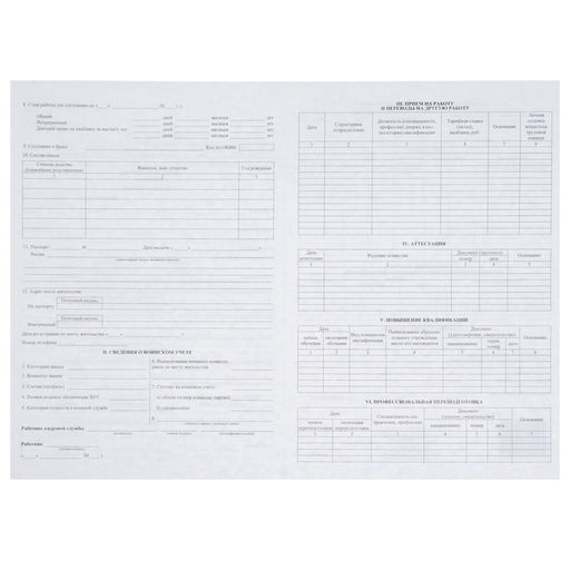 Цена за 20 шт. Личная карточка работника, форма Т-2, формат А3 (свёрнут в А4), офсет 160 г/м²