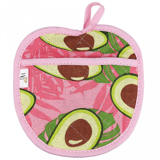 Прихватка с запахом 19х19см "Авокадо, вид 7/1", форма "Яблоко", рогожка 171г/м2, хлопок 100%, наполнитель - ватин 280г/м2, на пластмассовом подвесе, "Домашняя мода" (Россия)