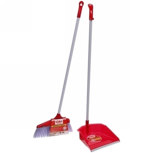 Набор для уборки, щетка для пола с совком красный