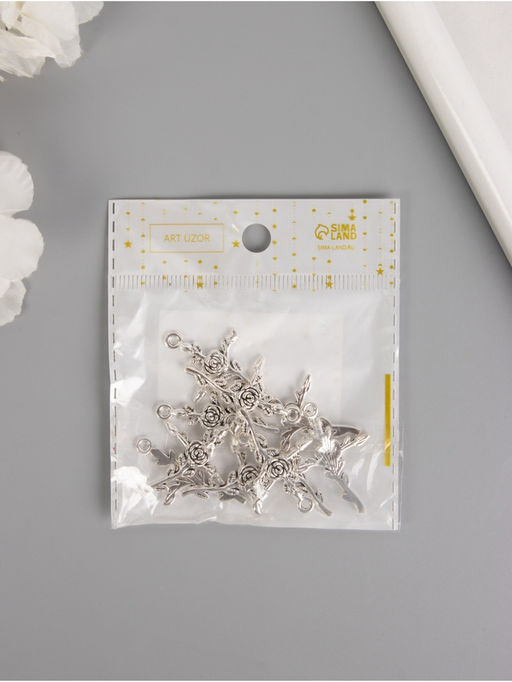 Набор декоративных элементов для творчества Роза и крест, металл под серебро, 10 шт., 3.42.30.2 см - Арт узор фото 4