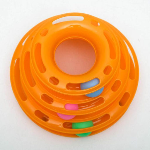 Игровой комплекс Пижон для кошек с 3 шариками, 24,5 х 24,5 х 13 см, оранжевый  фото 4