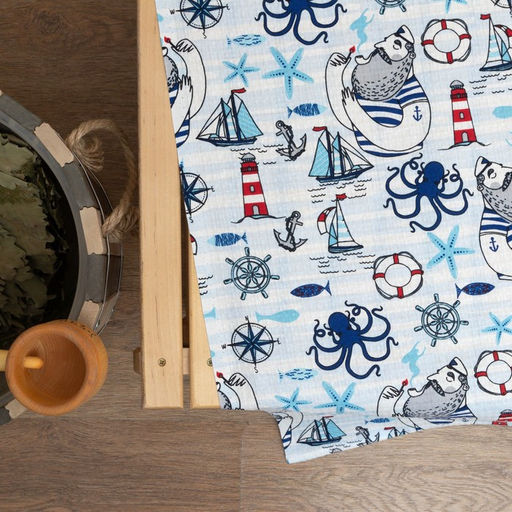 Простыня банная Этель Капитан 150х180 см, вафля 200г/м2, 100% хлопок  фото 2