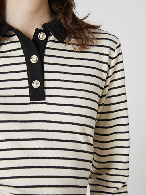 Polo Yaka ?izgili Kad?n Ti??rt