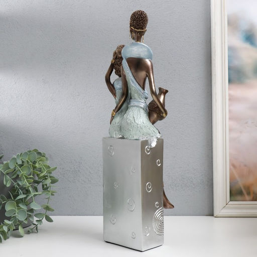 Фигурка полистоун «Африка. Мать и ребёнок», серебро 11.5×12×41 см
