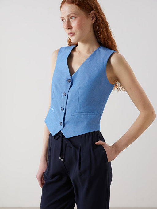 V Yaka Kad?n Klasik Yelek