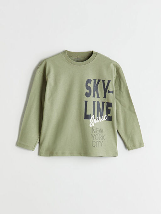 Bisiklet Yaka Bask?l? Erkek ?ocuk Ti??rt