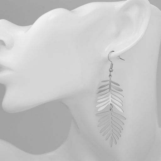 Серьги висячие Лёгкость листва, цвет серебро - Qf фото 3