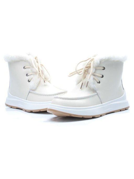 11-P2 BEIGE Ботинки зимние женские (натуральная кожа, нат. мех и шерсть)