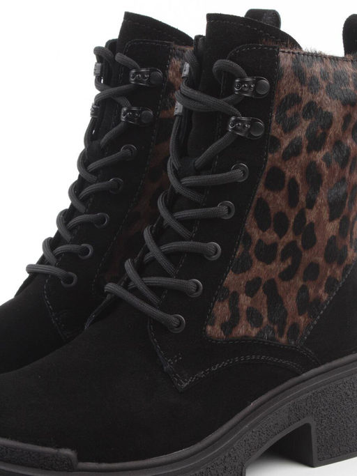 01-DMD-D269 BLACK/LEOPARD Ботинки демисезонные женские (натуральная кожа, байка)