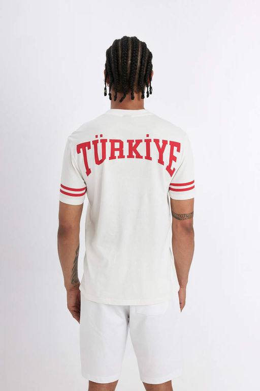 DeFactoFit Стандартная посадка с круглым вырезом Футболка с короткими рукавами и принтом T_rkiye Athlete  фото 7