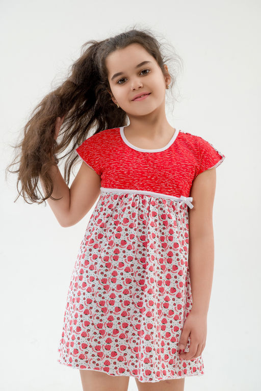 Ночная сорочка детская из кулирки Ярославна клубничка - Амадэль фото 3