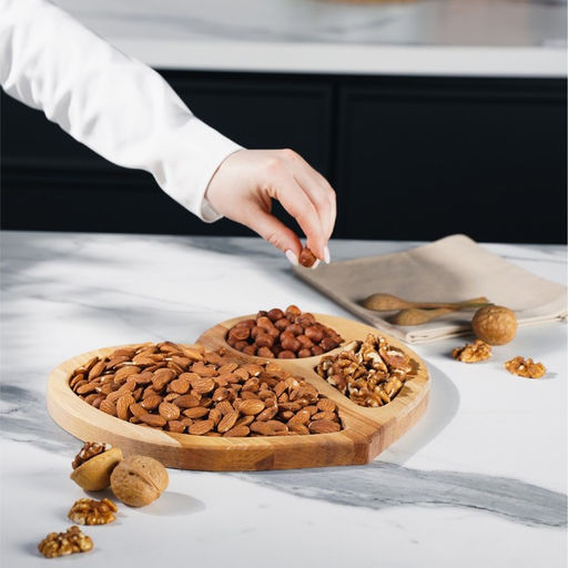 Менажница Доляна Сердце, 25?25 см, 3 секции, дерево берёза