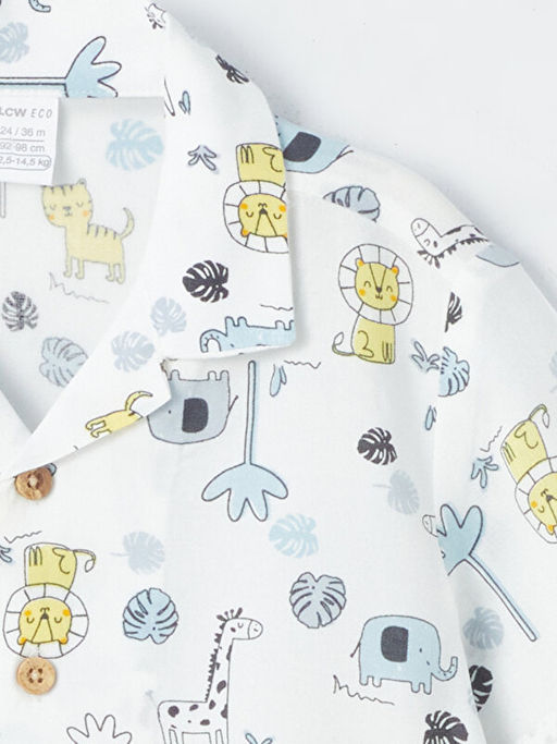 K?sa Kollu Bask?l? Erkek Bebek G?mlek