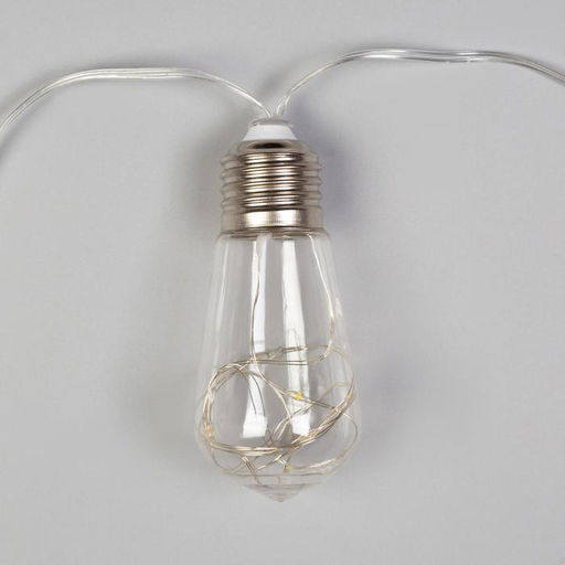 Гирлянда Нить 3 м с насадками Лампа, IP20, прозрачная нить, 80 LED, свечение белое, 8 режимов, 220 В - Luazon lighting фото 4