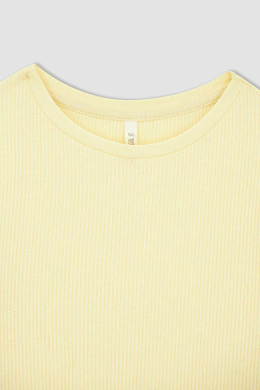 Базовая футболка с коротким рукавом приталенного кроя и круглым вырезом - Defacto фото 6