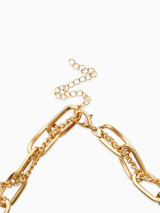 Колье "Жемчуг" борокко, цепь, 2 яруса, цвет белый в золоте