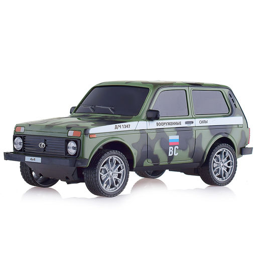 Машина р/у Lada 4x4 18 см. (свет, камуфляж) в коробке