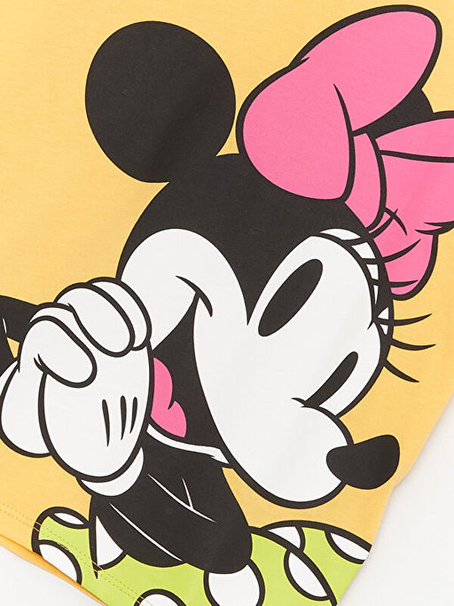 Bisiklet Yaka Minnie Mouse Bask?l? K?sa Kollu K?z ?ocuk Ti??rt - Waikiki фото 3