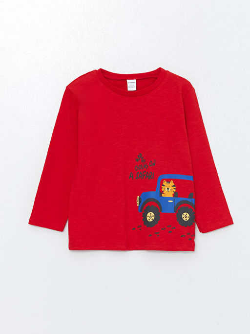 Bisiklet Yaka Uzun Kollu Bask?l? Erkek Bebek Ti??rt ve E?ofman Alt 2li Tak?m - Waikiki фото 2