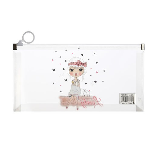 Цена за 12 шт. Папка-конверт на молнии формат А6, 180мкр, с рисунком «Маленькая девочка», МИКС