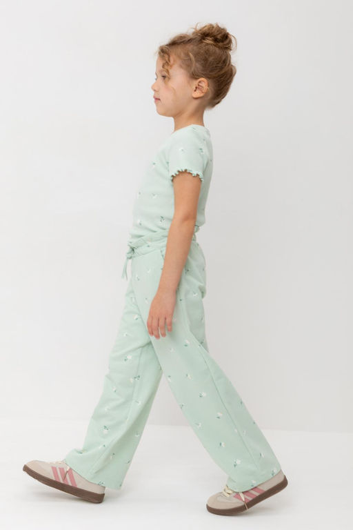 КР 400798/пастельно-зеленый,милые цветочки к545 брюки для дев - Crockid фото 3