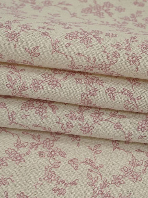 Хлопколен Туаль де Жуи - прованс цветы цв.брусника (на суровом), ш.1.4м, лен-15%, хл-85% - Купава фото 8