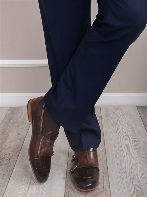 Мужские туфли в стиле классика/ Монки мужские 1509-51-00 Шоколад - Piniolo фото 4