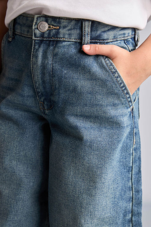 %100 Pamuk Baggy Fit Jean Pantolon K_z _ocuk - Defacto фото 4